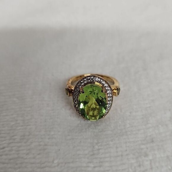 D'JOY 925 CHARTREUSE QUARTZ WITH MULTI GEMSTONE RING BFPM-03-076 - Picture 1 of 4